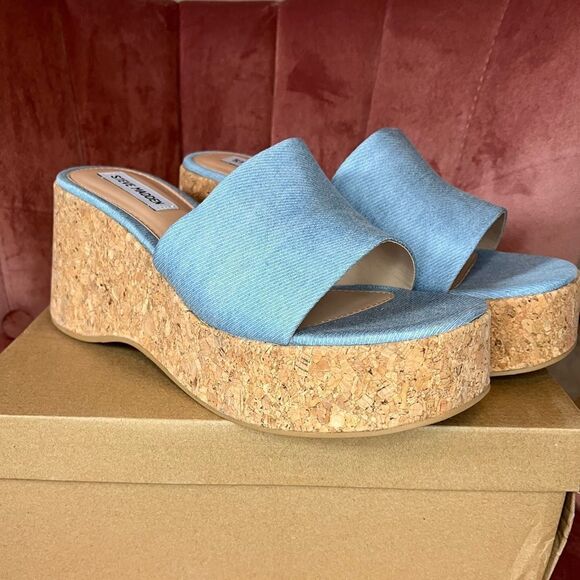 NWT STEVE MADDEN CHIPPY PLATFORM WEDGE SANDAL - Picture 1 of 9